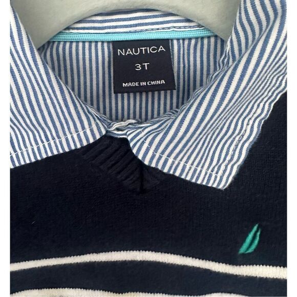 Nautica 3T Boy Dressy Collared Shirt, Vest & Khaki Joggers Set - Picture 4 of 6